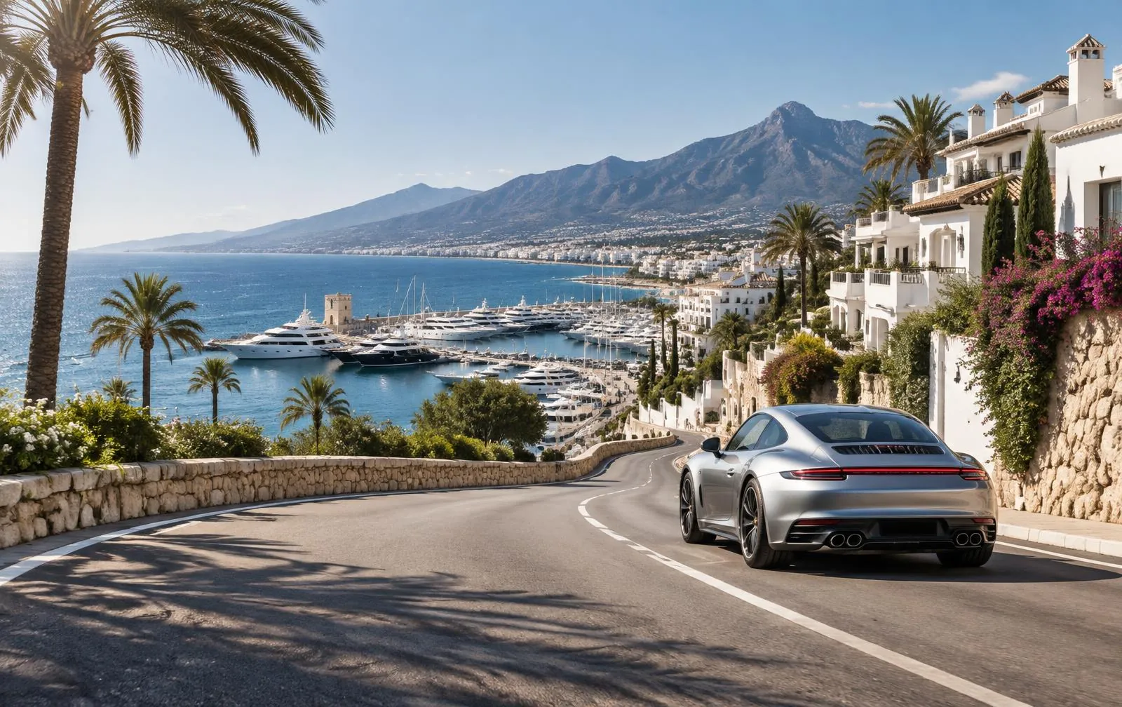 Driving above Puerto Banús in Marbella